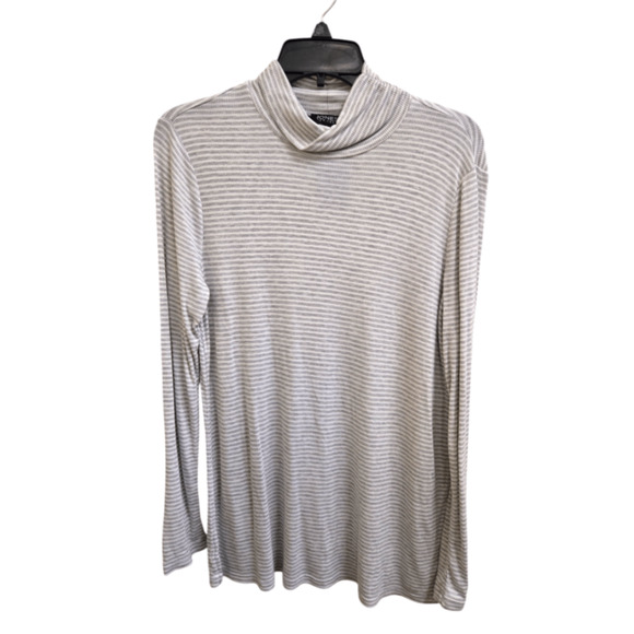 Excellent L gray striped Jones New York Blouse - Picture 1 of 1